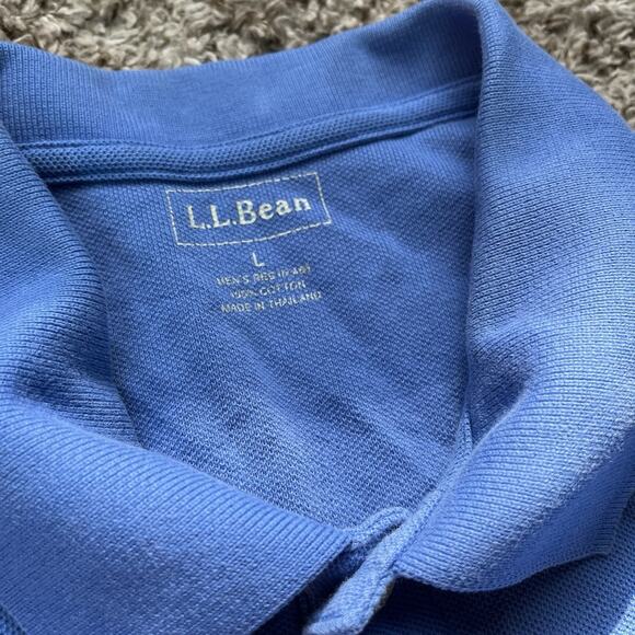 LL Bean Men L REG Navy Blue 100% Cotton Short Sleeve Polo Shirt Outdoor Casual - Picture 4 of 9